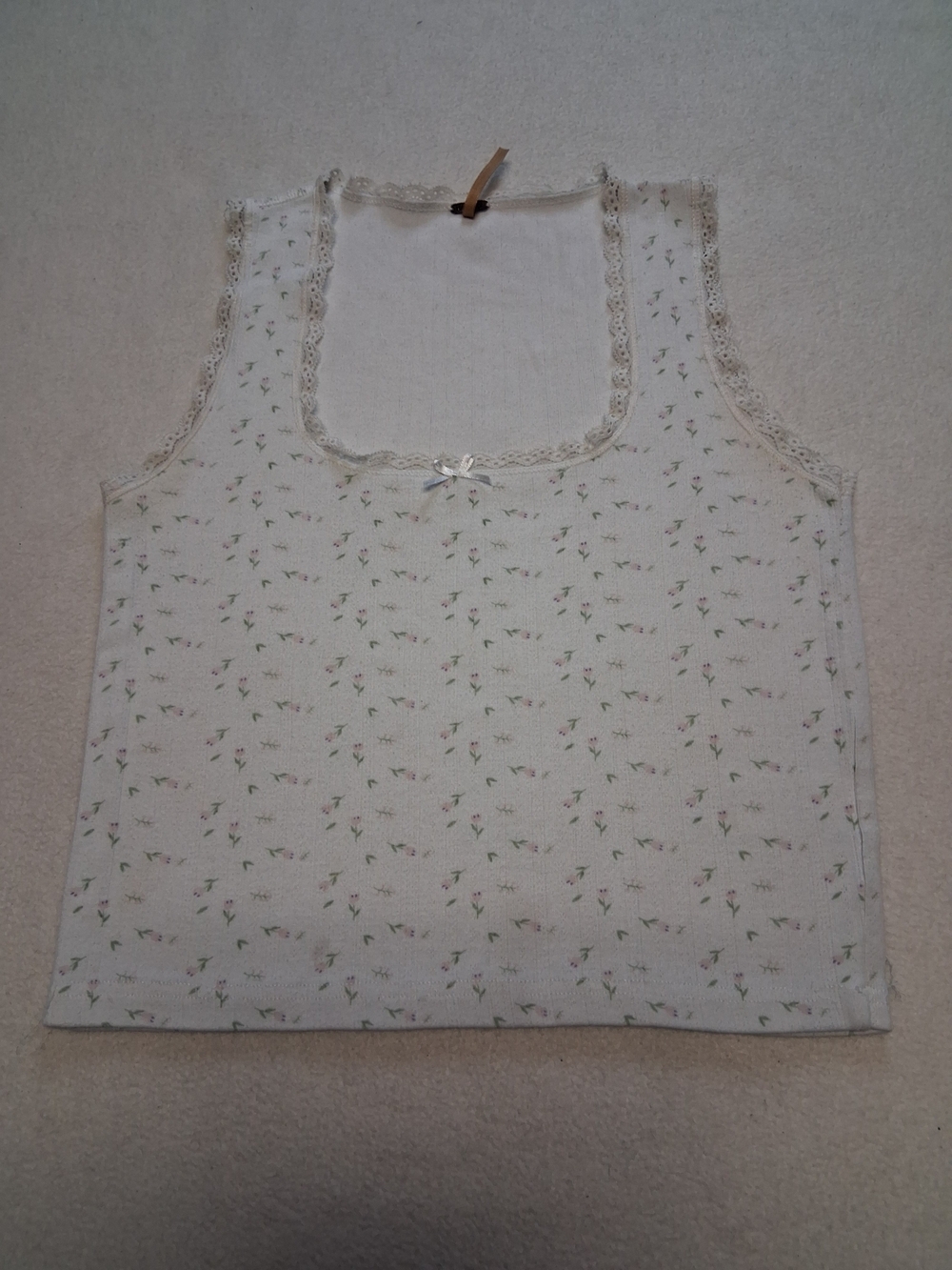 4/20$ Harlow Cream Floral Lace-Trim Tank Top